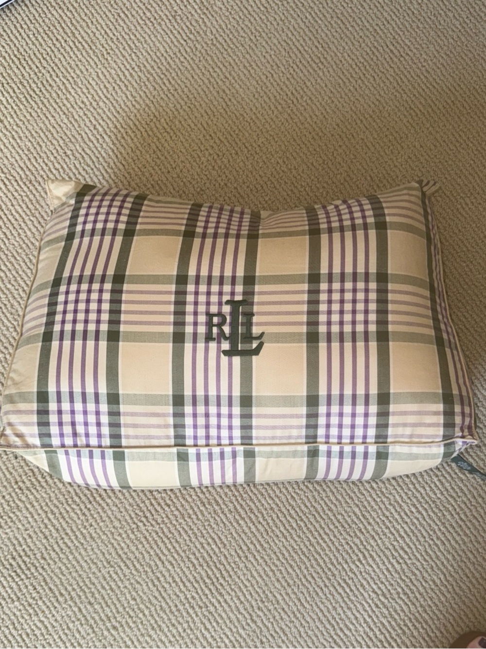 Lauren Ralph Lauren Plaid wedge Pillow in Cream, Gray, Purple